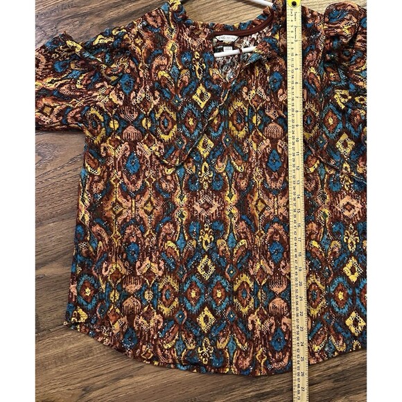 Cato Women’s 14/16W Multicolor Crochet Knit Peasant Top Boho Sheer Blouse - Picture 8 of 8